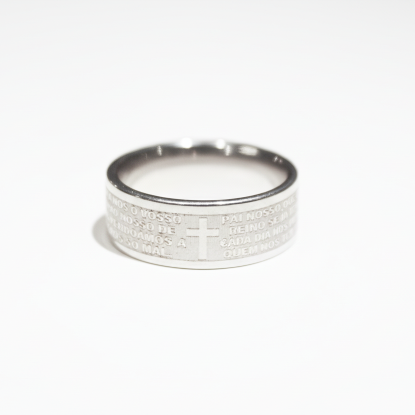 Anel Pai Nosso em Aço Inoxidável Luhem