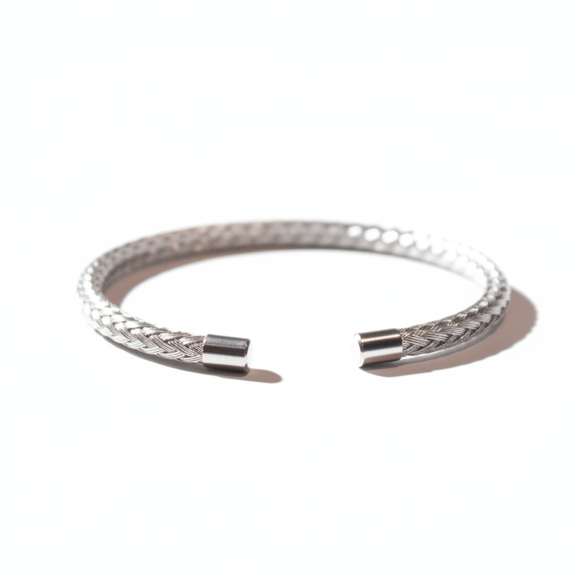 Bracelete Masculino Luhem – Aço Trançado Silver Premium