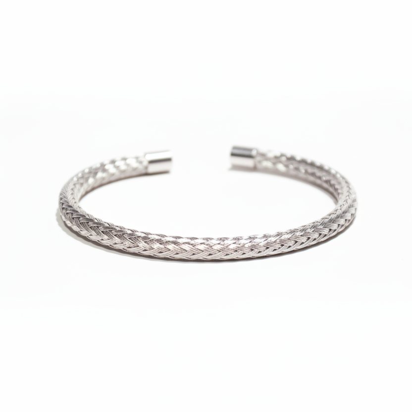 Bracelete Masculino Luhem – Aço Trançado Silver Premium