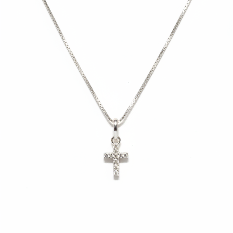 Colar de Cruz com Zircônias Cravejadas Prata 925