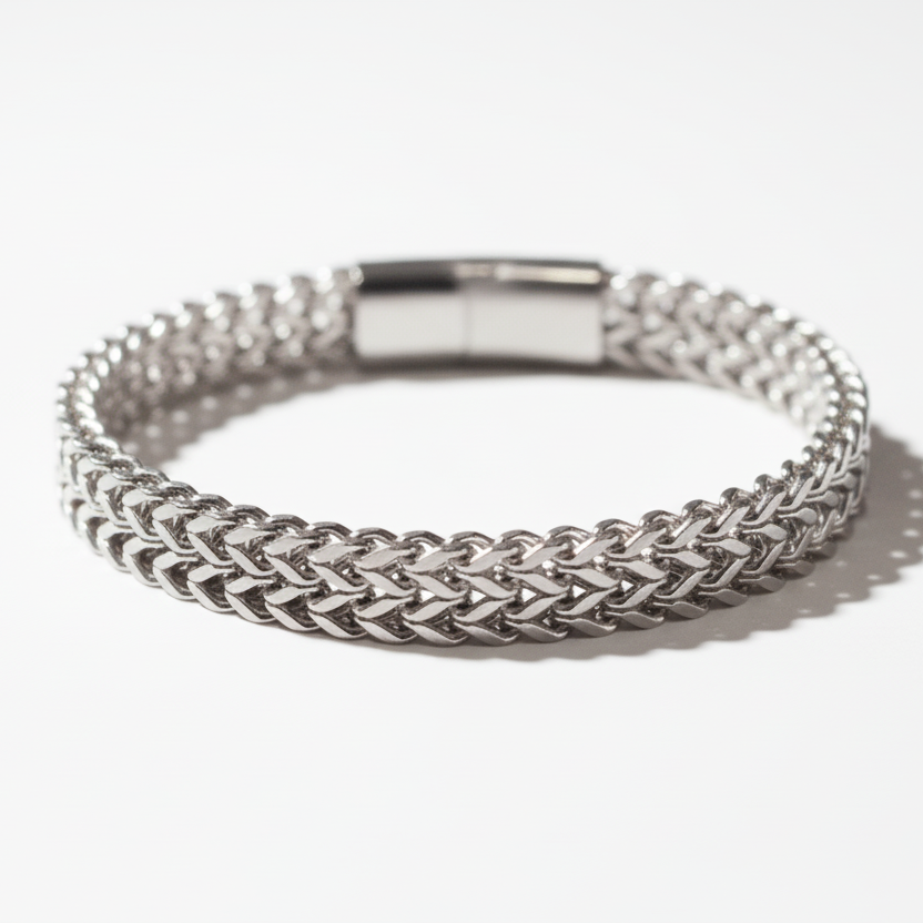 Bracelete Masculino Luhem – Aço Trançado Silver Viking Premium